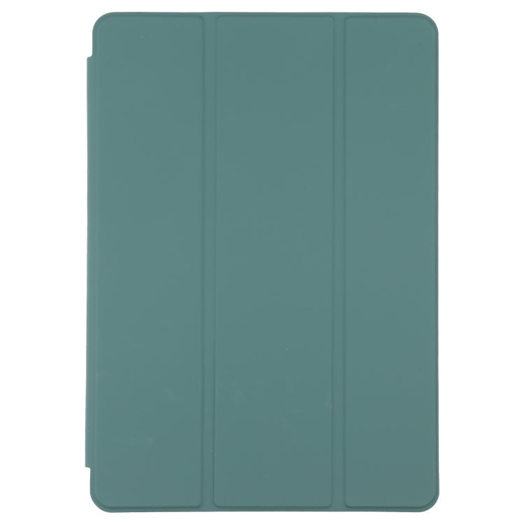Xiaomi Mi Pad 5 Tablet Case with Pen Slot and Stand (Green Leather, Transparent Back Cover)