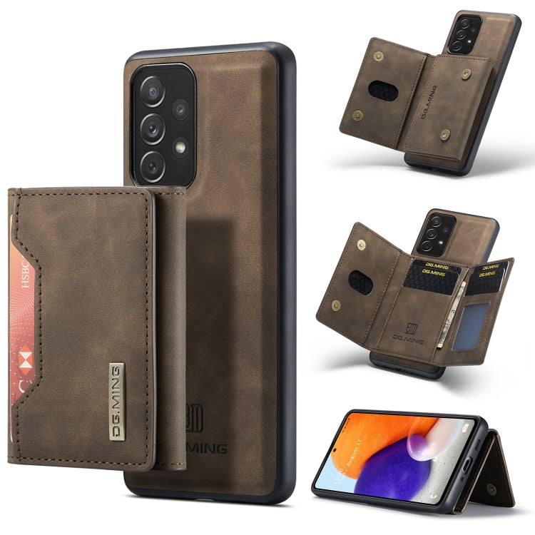 DG.MING M2 Series 3-Fold Multi Card Bag + Magnetic Phone Case (Coffee) for Samsung Galaxy A73 5G
