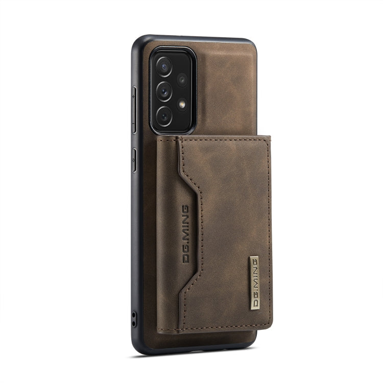 DG.MING M2 Series 3-Fold Multi Card Bag + Magnetic Phone Case (Coffee) for Samsung Galaxy A73 5G