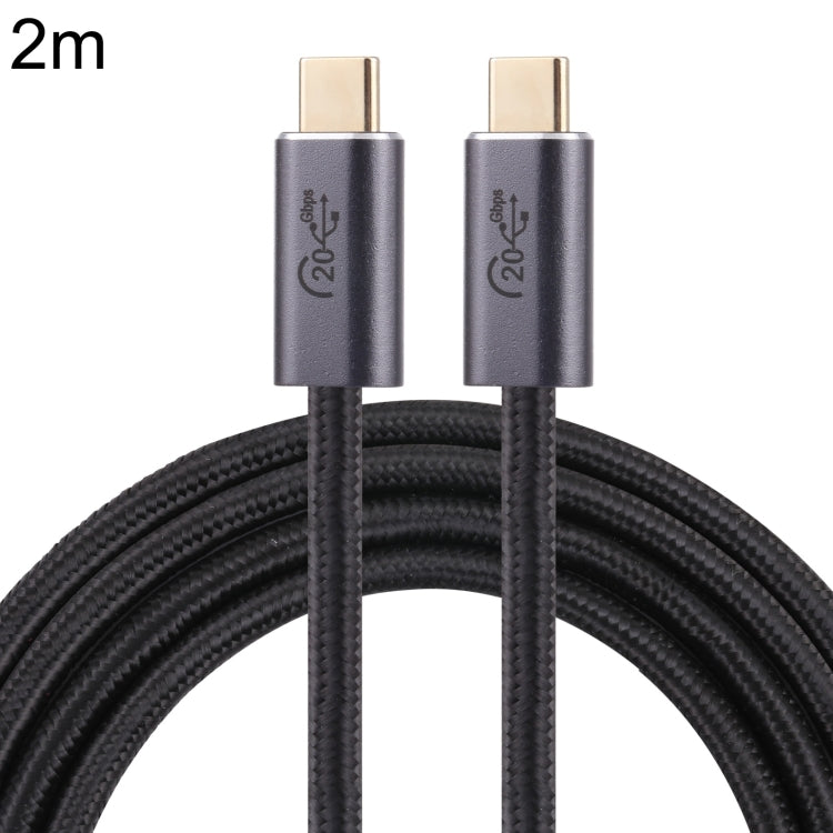 20Gbps USB 3.2 USB-C Male to USB-C Male Data Cable, 2m Length, Black Braided Cable