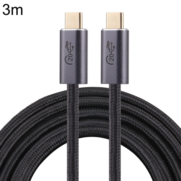 High-Speed 20Gbps USB-C to USB-C 3m Braided Data Cable (Black)
