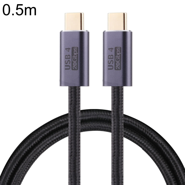 20Gbps USB-C Male to USB-C Male Braided Data Cable, 0.5m Length (Black)