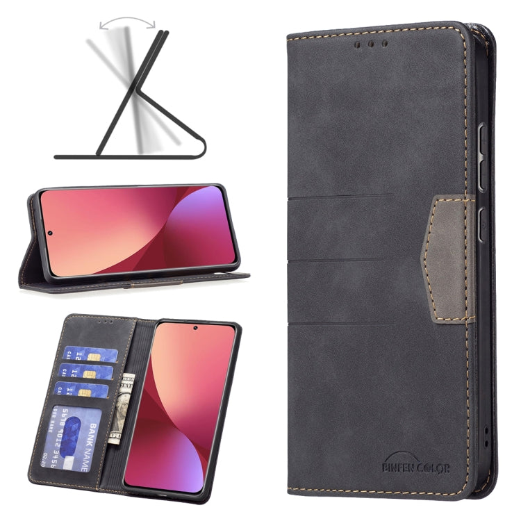 Magnetic Black Leather Phone Case for Xiaomi 12 with Convenient Holder Design