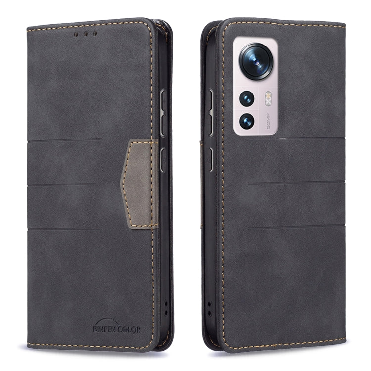 Magnetic Black Leather Phone Case for Xiaomi 12 with Convenient Holder Design