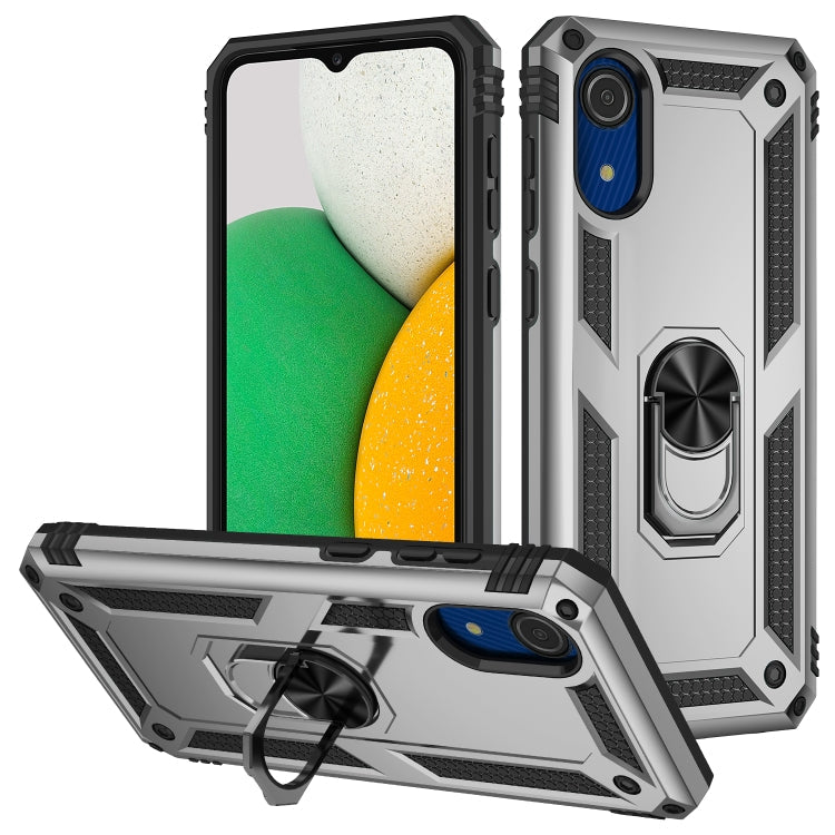 Shockproof Silver Phone Case with Holder for Samsung Galaxy A03 Core 164mm