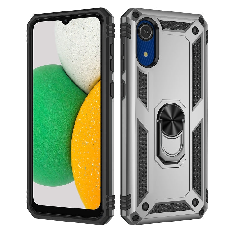 Shockproof Silver Phone Case with Holder for Samsung Galaxy A03 Core 164mm