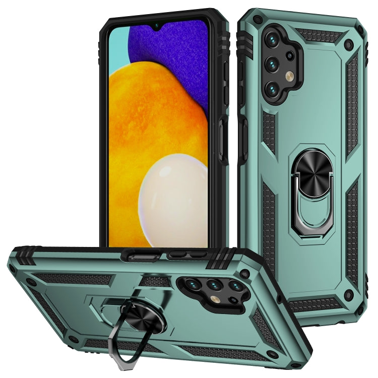 Shockproof Dark Green Phone Case with Rotating Holder for Samsung Galaxy A13 4G
