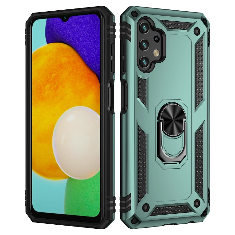Shockproof Dark Green Phone Case with Rotating Holder for Samsung Galaxy A13 4G