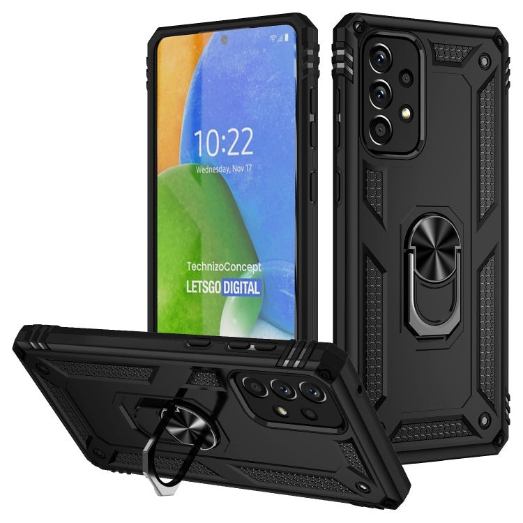 Samsung Galaxy A73 5G Shockproof Phone Case with 360 Degree Holder (Black)