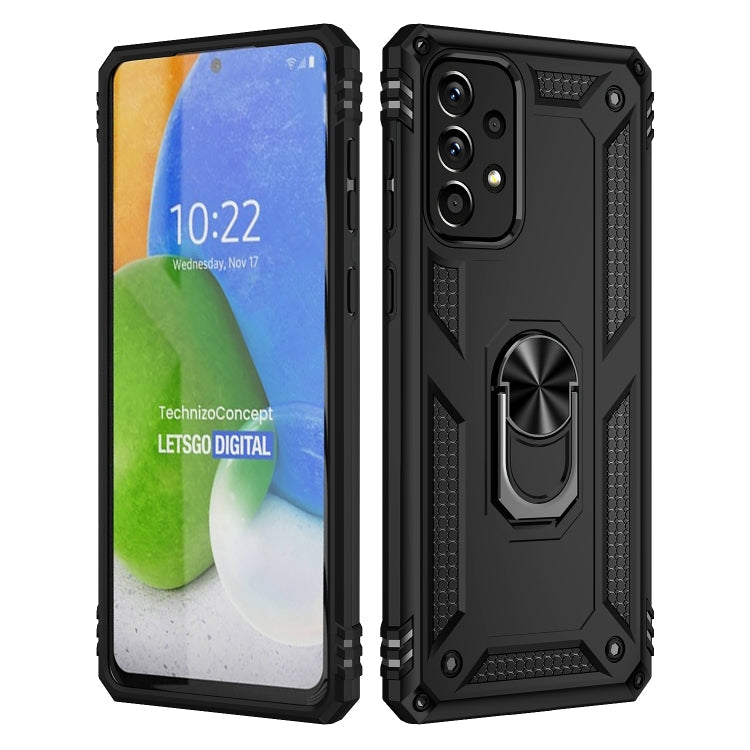 Samsung Galaxy A73 5G Shockproof Phone Case with 360 Degree Holder (Black)