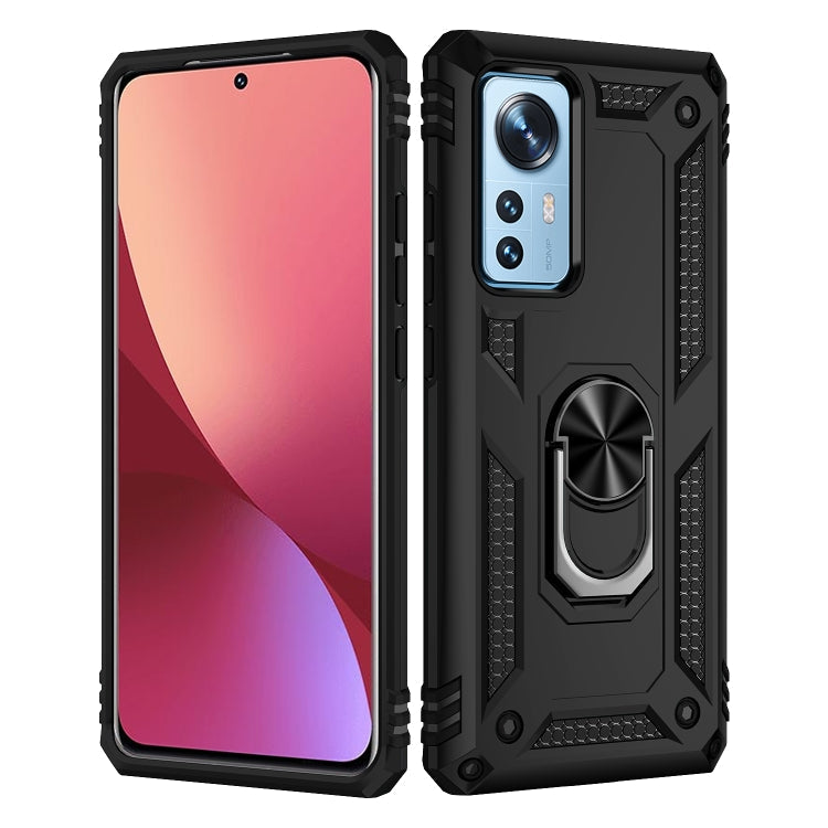 Shockproof TPU + PC Phone Case with Holder for Xiaomi 12 (Black)