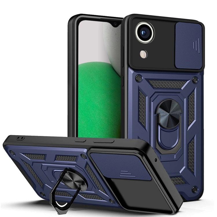 Blue Sliding Camera Cover Phone Case for Samsung Galaxy A03 Core