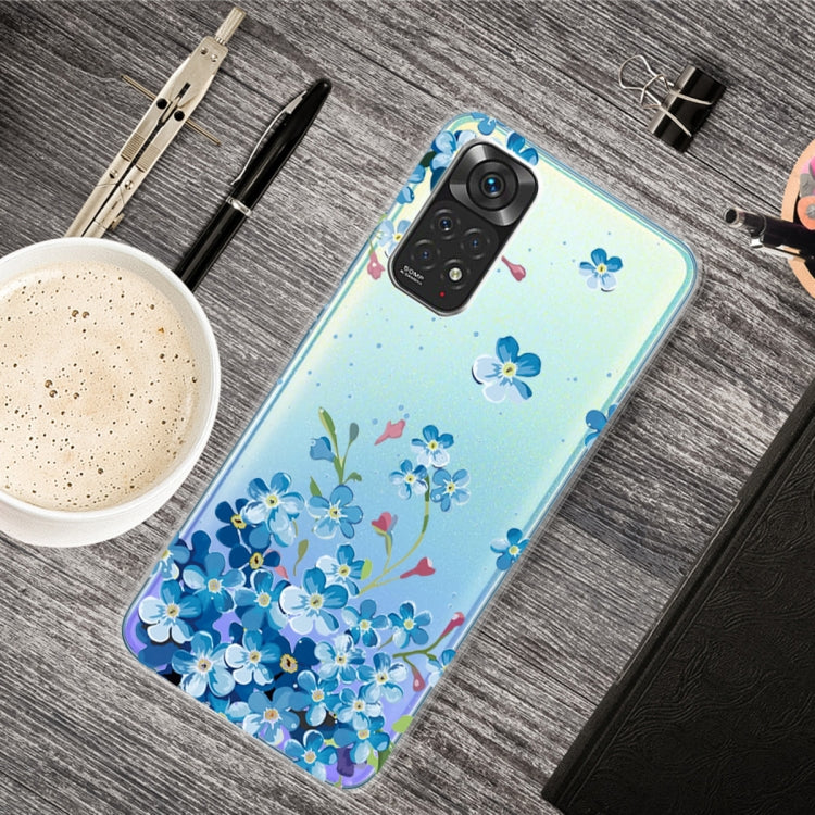 Painted Transparent TPU Phone Case for Xiaomi Redmi Note 11 Global / Note 11S with Star Flower Design
