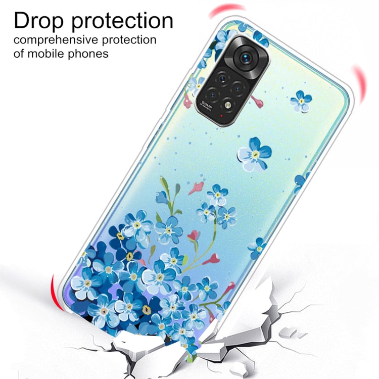Painted Transparent TPU Phone Case for Xiaomi Redmi Note 11 Global / Note 11S with Star Flower Design