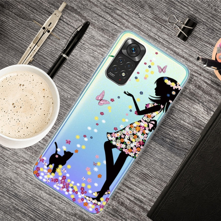 Stylish Painted Transparent TPU Phone Case for Xiaomi Redmi Note 11 Pro 4G / 5G Global (Girl Design)