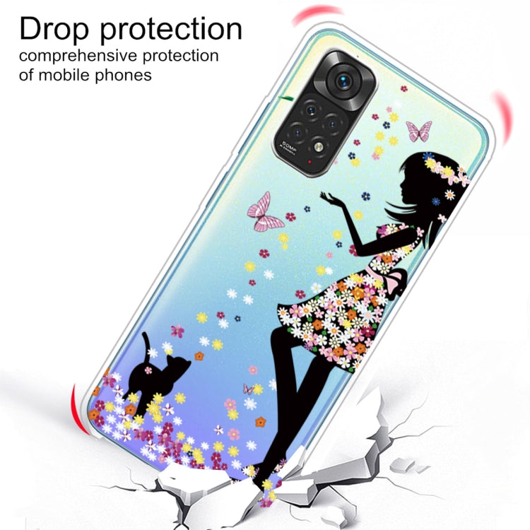 Stylish Painted Transparent TPU Phone Case for Xiaomi Redmi Note 11 Pro 4G / 5G Global (Girl Design)