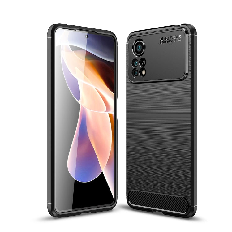 Black Brushed Texture Carbon Fiber TPU Phone Case for Xiaomi Poco X4 Pro 5G