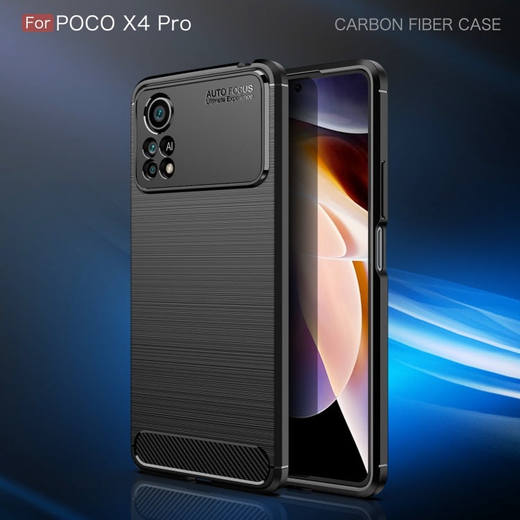 Black Brushed Texture Carbon Fiber TPU Phone Case for Xiaomi Poco X4 Pro 5G