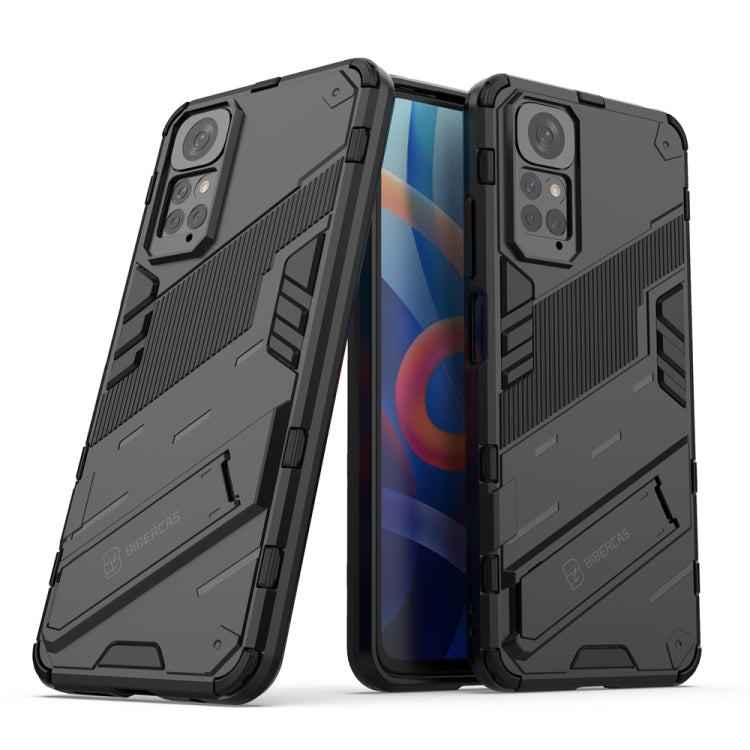 Xiaomi Redmi Note 11/Note 11S Global Punk Armor 2-in-1 PC+TPU Shockproof Phone Case with Invisible Holder (Black)