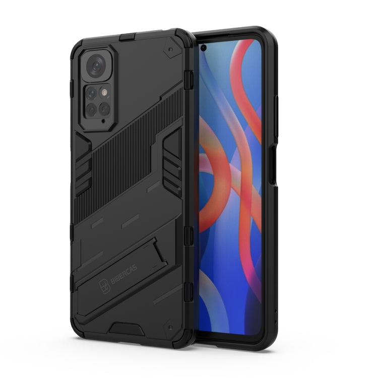 Xiaomi Redmi Note 11/Note 11S Global Punk Armor 2-in-1 PC+TPU Shockproof Phone Case with Invisible Holder (Black)