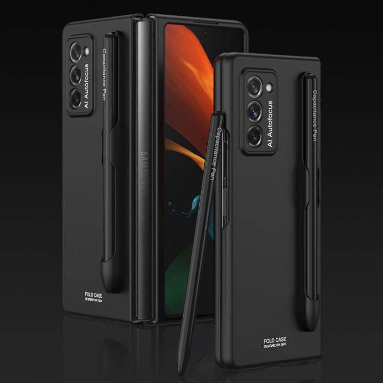 GKK Ultra-thin Full Coverage Phone Flip Case for Samsung Galaxy Z Fold2 5G with Pen Slot (Black)