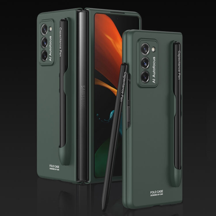 Samsung Galaxy Z Fold2 5G GKK Ultra-thin Full Coverage Phone Flip Case with Pen Slot in Dark Night Green