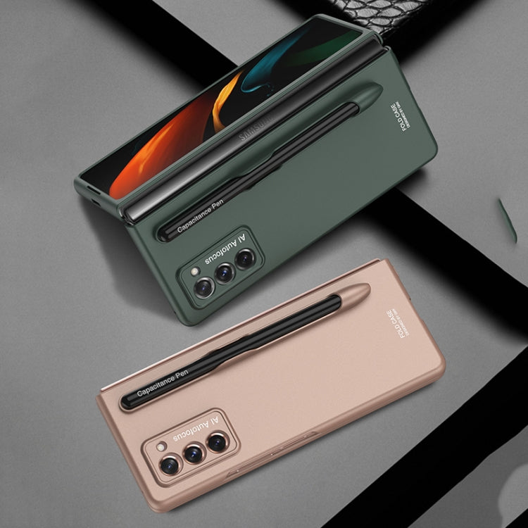 GKK Ultra-Thin Full Coverage Phone Flip Case for Samsung Galaxy Z Fold2 5G with Pen Slot (Mist Gold)