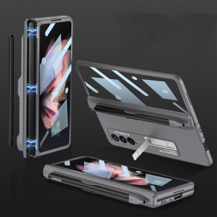Grey GKK Integrated Magnetic Flip Case for Samsung Galaxy Z Fold3 5G with Pen Slot