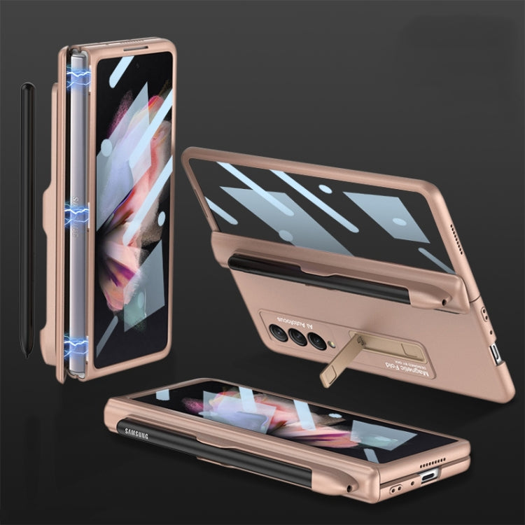 Samsung Galaxy Z Fold3 5G GKK Full Coverage Phone Flip Case with Pen Slot - Mist Gold