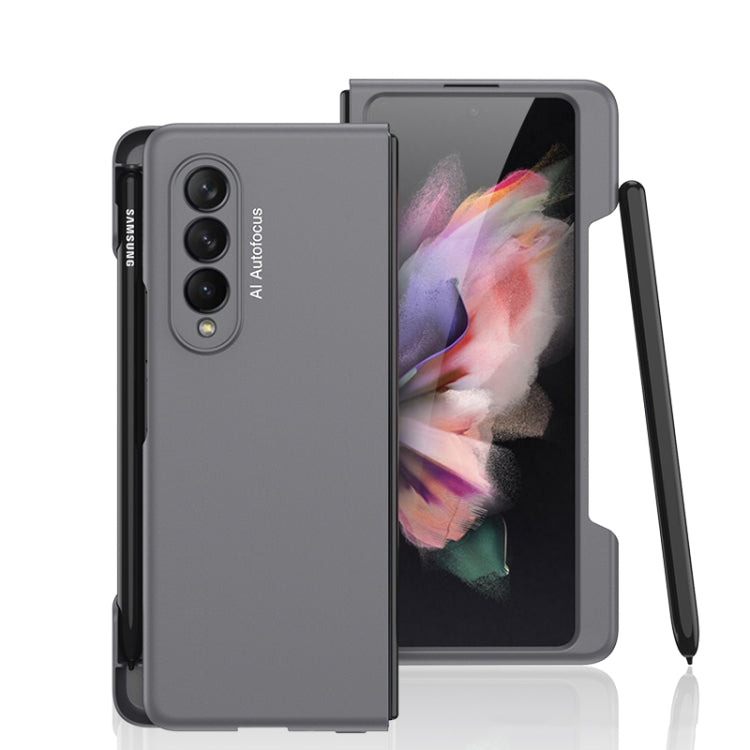 GKK Ultra-thin PC Phone Flip Case for Samsung Galaxy Z Fold3 5G with Side Pen Slot (Grey)