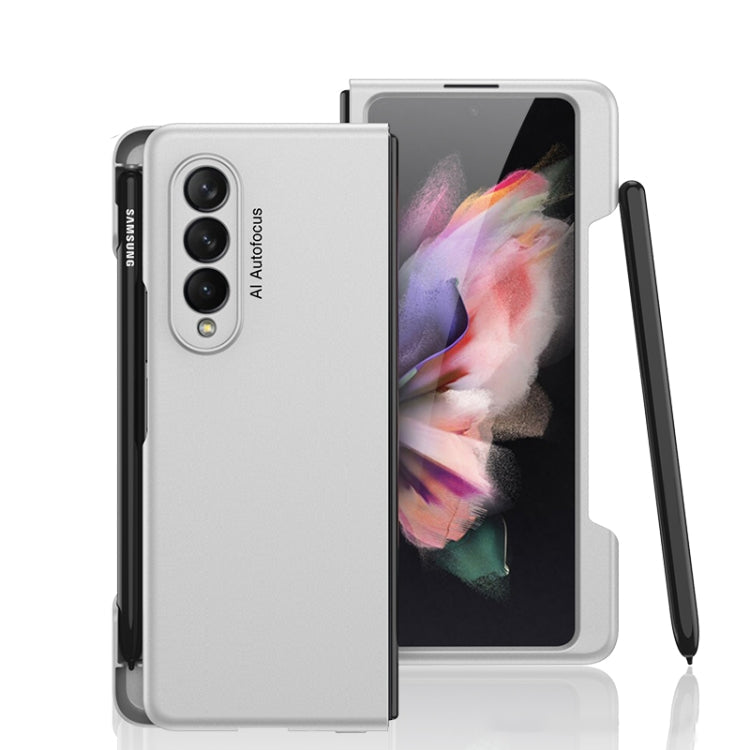 Samsung Galaxy Z Fold3 5G GKK Ultra-thin PC Phone Flip Case with Side Pen Slot (Silver)