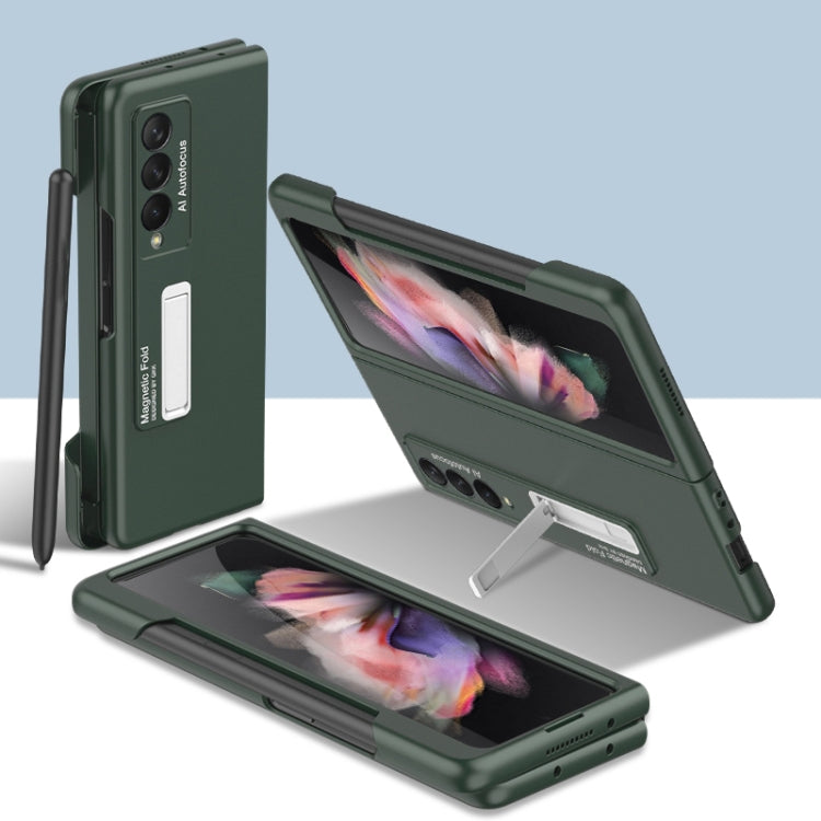 Ultra-thin Dark Night Green Phone Flip Case for Samsung Galaxy Z Fold3 5G with Holder & Pen Slot