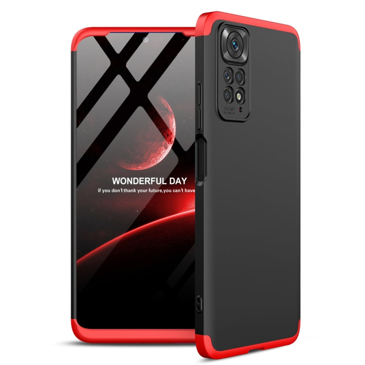 GKK Three Stage Splicing PC Phone Case for Xiaomi Redmi Note 11S / 11 Global Version (Black Red)