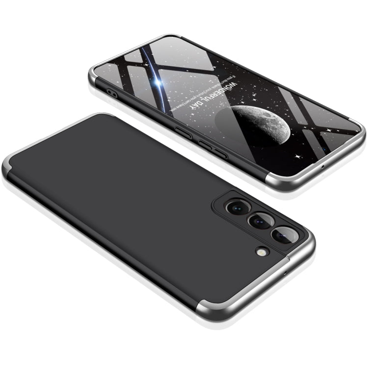 Samsung Galaxy S22 5G GKK Three Stage Splicing PC Phone Case in Black Silver