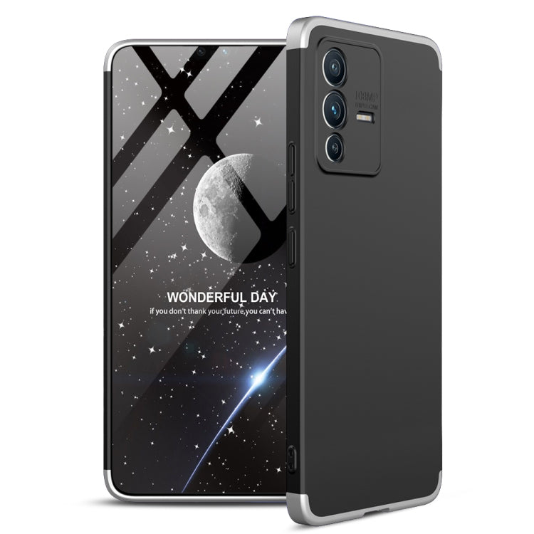 GKK Three Stage Splicing PC Phone Case for vivo V23 5G (Black Silver)