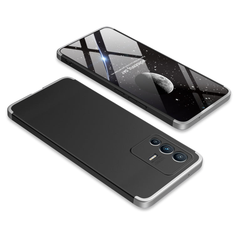 GKK Three Stage Splicing PC Phone Case for vivo V23 5G (Black Silver)