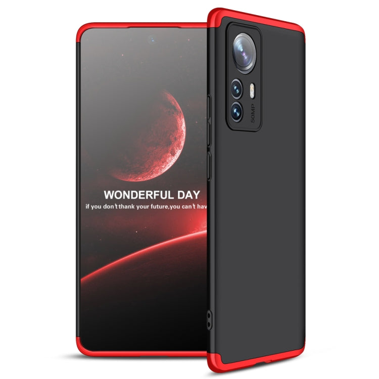 Xiaomi 12 Pro GKK Three Stage Splicing PC Phone Case - Black and Red