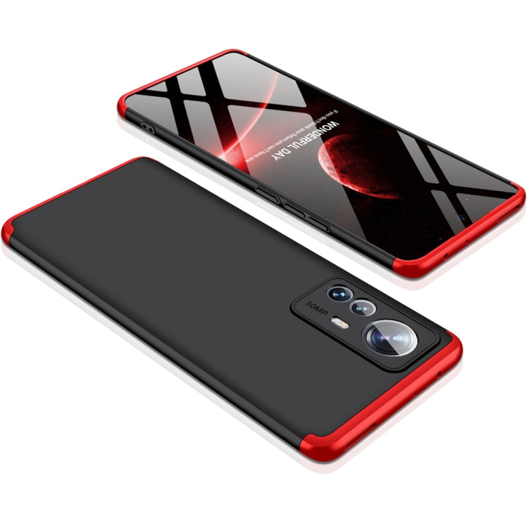 Xiaomi 12 Pro GKK Three Stage Splicing PC Phone Case - Black and Red