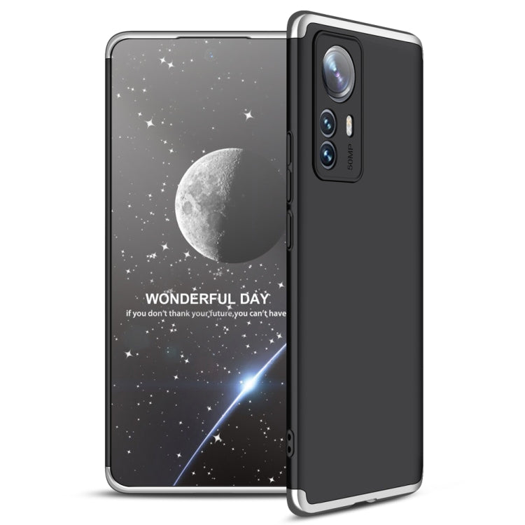 Xiaomi 12 Pro Three Stage Splicing PC Phone Case in Black Silver by GKK