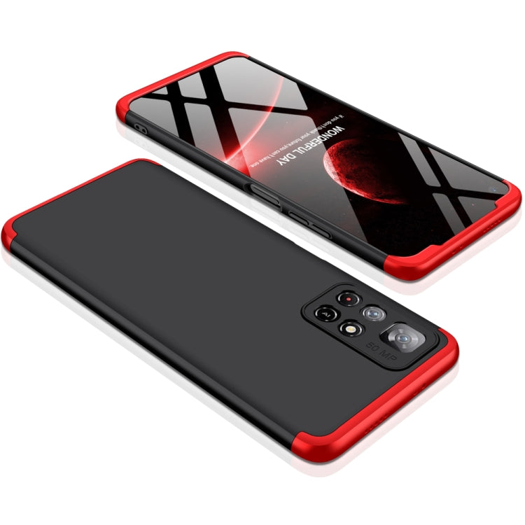 GKK Three Stage Splicing PC Phone Case for Xiaomi Poco M4 Pro / Redmi Note 11 CN Version (Black Red)