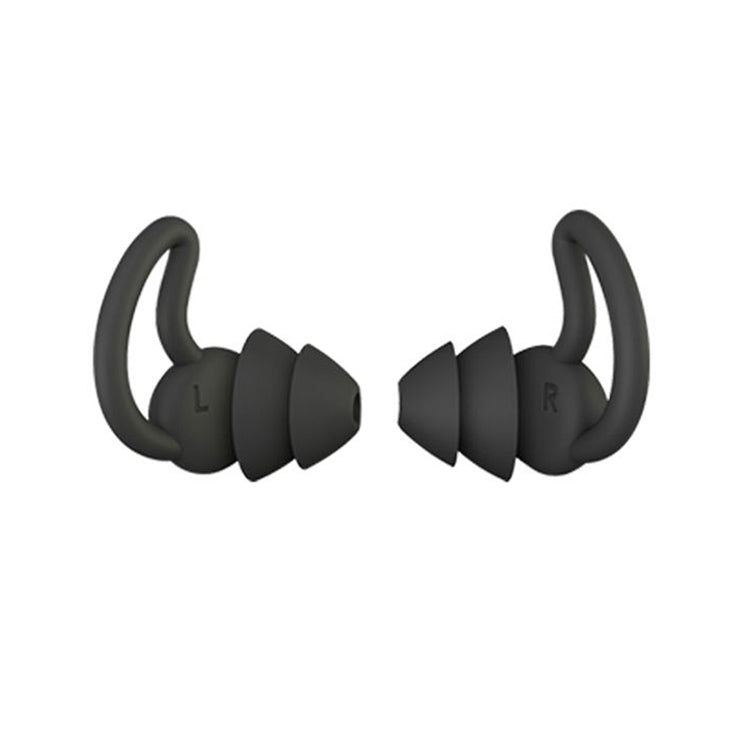 iMeBoBo A1 Shark Fin Version Nano Silicone Sleeping Noise Reduction Earplugs, Two Layer Black