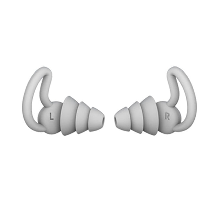iMeBoBo A1 Shark Fin Version Nano Silicone Sleeping Noise Reduction Earplugs, Style:Three Layer(Grey) - TranquilSleep Nano Silicone Noise Reduction Earplugs with Shark Fin Design
