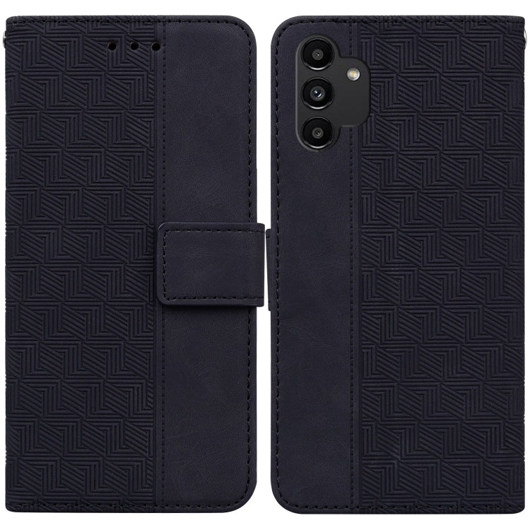 Black Geometric Embossed Leather Phone Case for Samsung Galaxy A13 4G