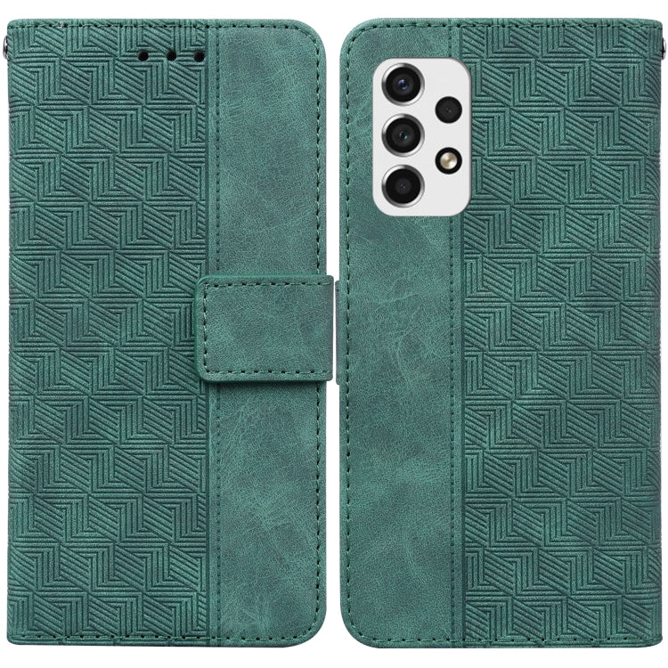 Geometric Embossed Leather Phone Case for Samsung Galaxy A73 5G (Green)