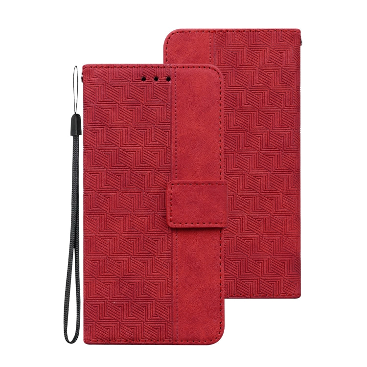 Red Geometric Embossed Leather Phone Case for Samsung Galaxy A73 5G