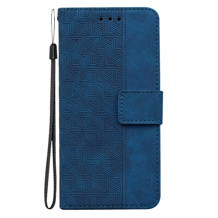Blue Geometric Embossed Leather Phone Case for Xiaomi Redmi Note 11 / Note 11S