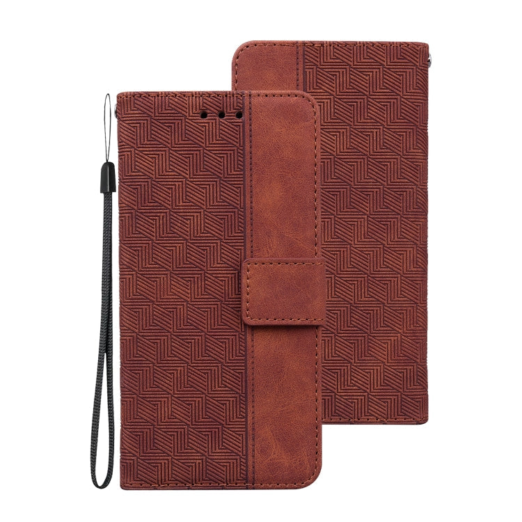 Geometric Embossed Leather Phone Case for Samsung Galaxy Note20 Ultra - Brown