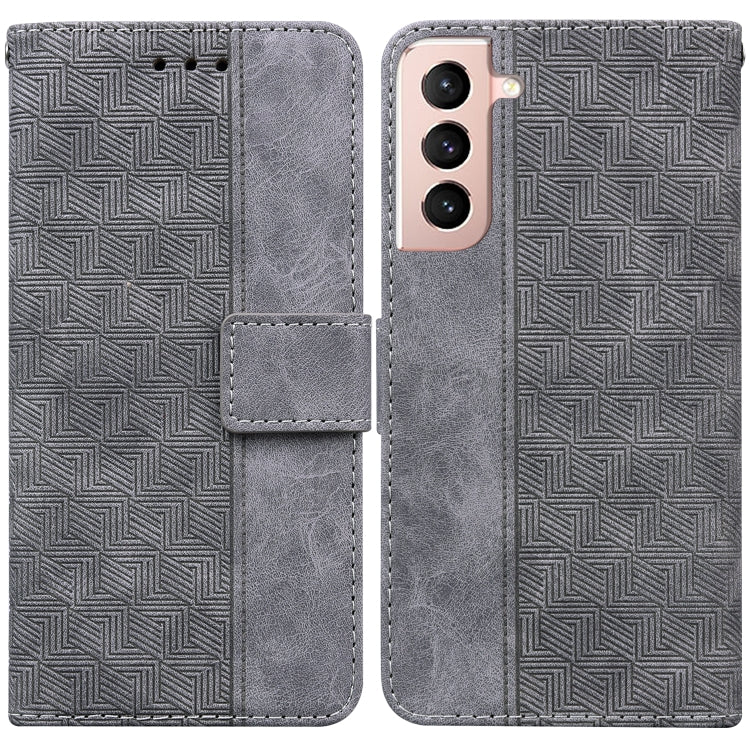 Geometric Embossed Leather Phone Case in Grey for Samsung Galaxy S22+ 5G
