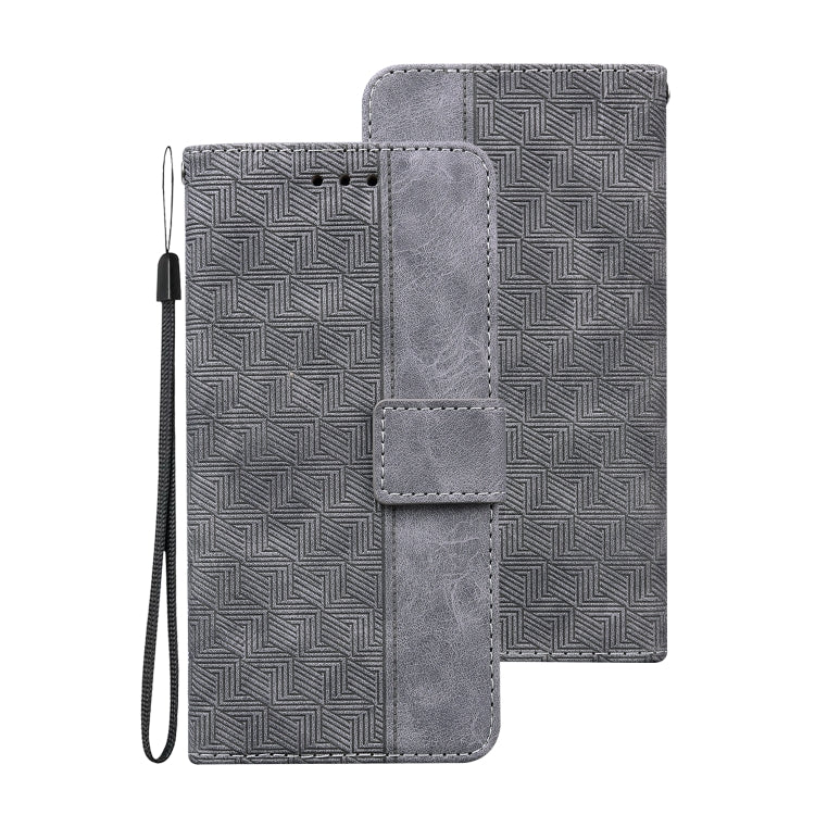 Geometric Embossed Leather Phone Case in Grey for Samsung Galaxy S22+ 5G