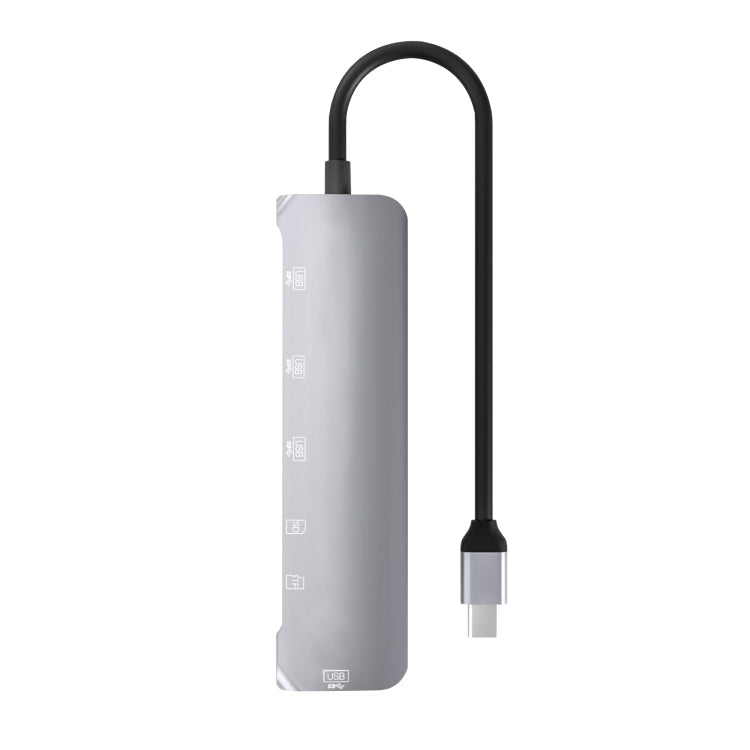 NK-3043 6-in-1 USB-C Adapter with TF/SD Card Slots + 4 USB Females (Space Grey)